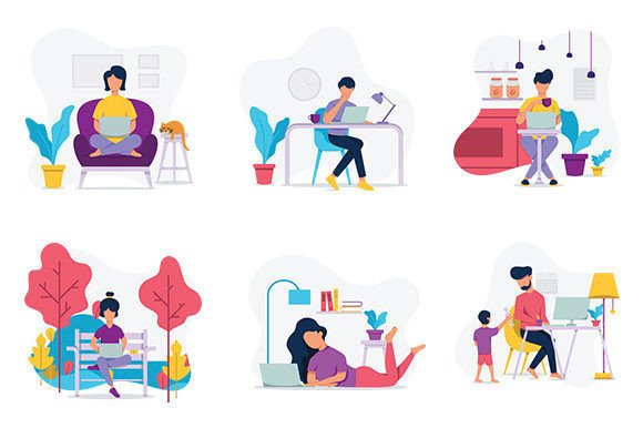 Elevate Your Brand with Freelancers Work Clipart Set