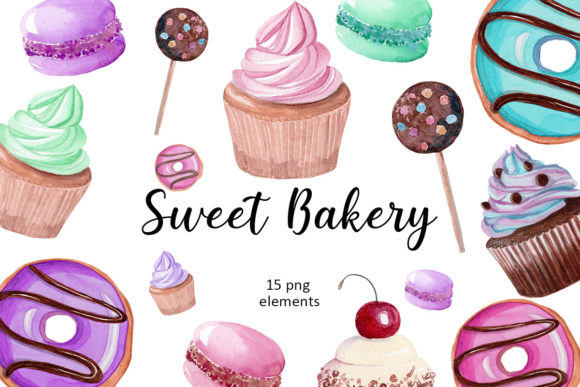 Elevating Digital and Print Design with High-Resolution Watercolor Desserts Clipart