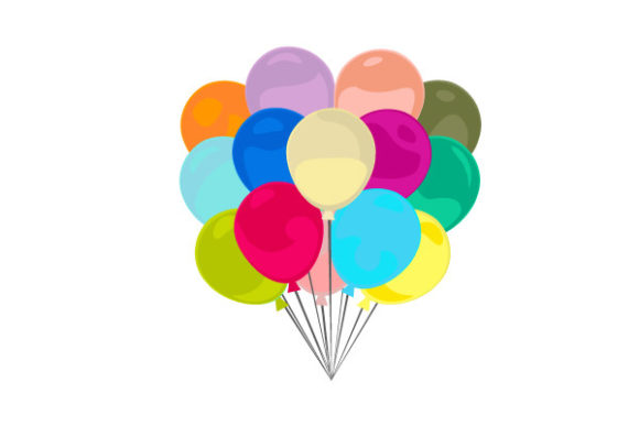 Elevating Visual Storytelling with a Colorful Group of Balloons Playful Design Assets