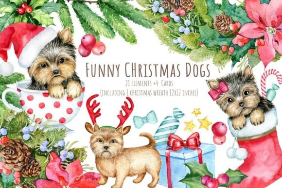 Evaluating Cute Christmas Dogs Watercolor Clipart for Holiday Projects
