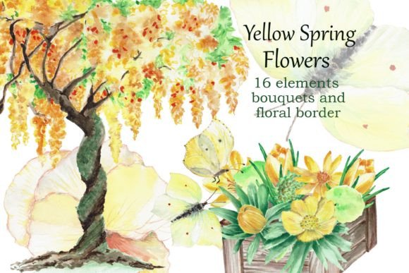 Evaluating Spring Yellow Flowers Watercolor PNG for Professional Design Projects