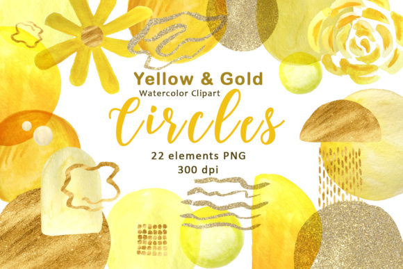 Evaluating Watercolor Yellow Gold Circles Clipart for Professional Design