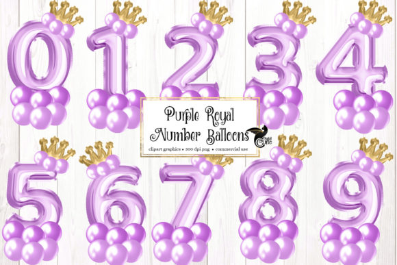 Purple Royal Number Balloons Clipart