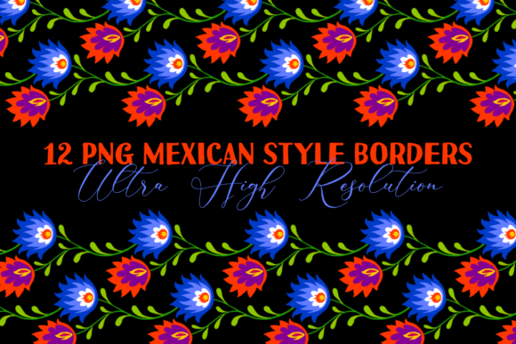 Unlock Vibrant Creativity with Mexican Style Floral Border PNG Clipart