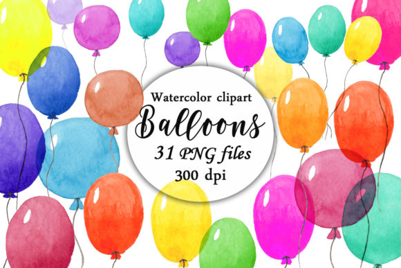 Watercolor Balloons Clipart PNG Circles